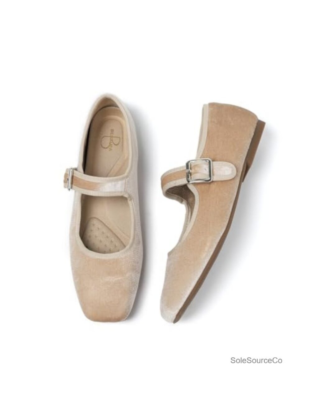 Square Toe Ballet Flats Mary Jane Adjustable Strap Slip On Faux Leather Satin